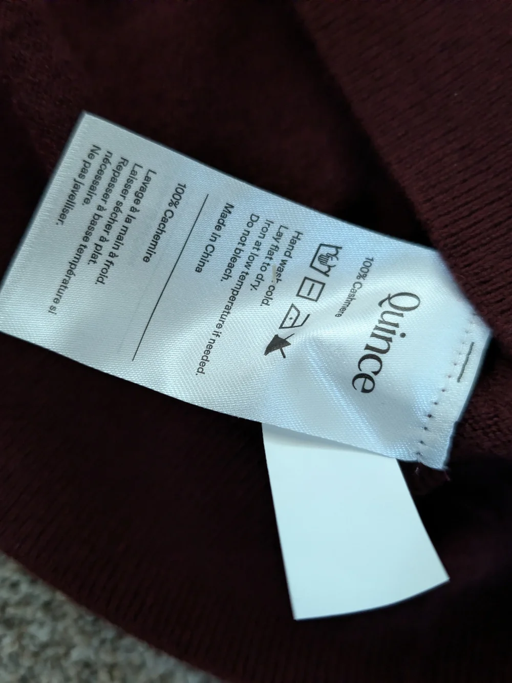 Quince Men's 100% Mongolian Cashmere Burgundy Henley Sweater XL NWOT
